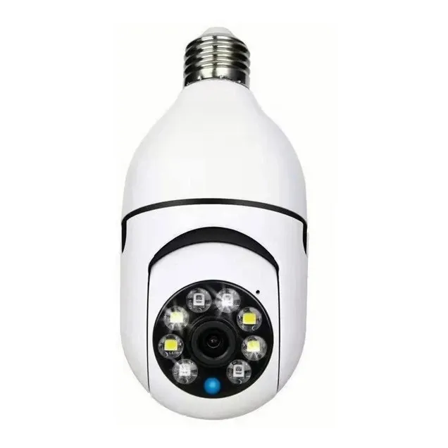 Câmera wifi Ip Segurança V 380 Lâmpada Panorâmica sem fio giratória 360 com encaixe lampada bocal rosca ptz full HD visão noturna segurança - bivolt