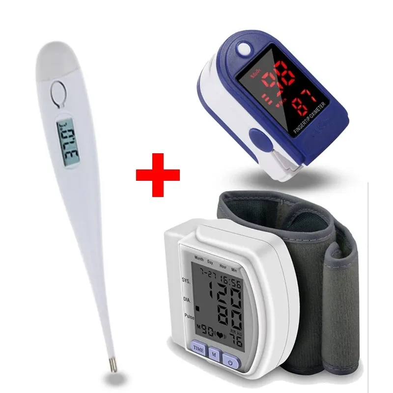 Termômetro Digital + Medidor De Pressão Arterial De Pulso Conjunto De Medidores