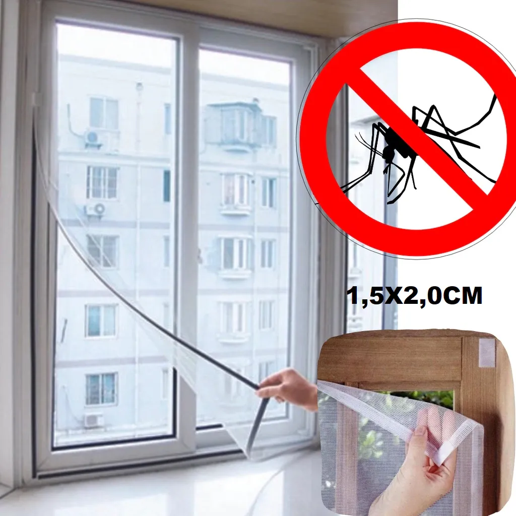 OFERTA Tela Mosquiteiro Para Janela 150x180cm Com Velcro Top Util Anti-inseto Mosquito Janela Com Autocolante Pernilongo Removivel