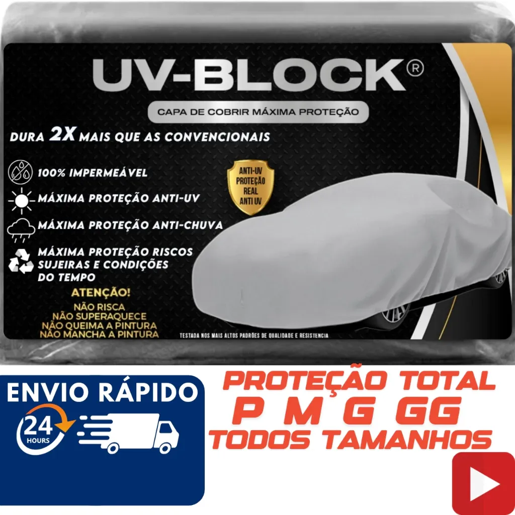 Capa Carro Impermeável Protege Sol Chuva Poeira P M G UV-BLOCK 100% Anti-Uv Modelo Com Anti UV Sem Forro