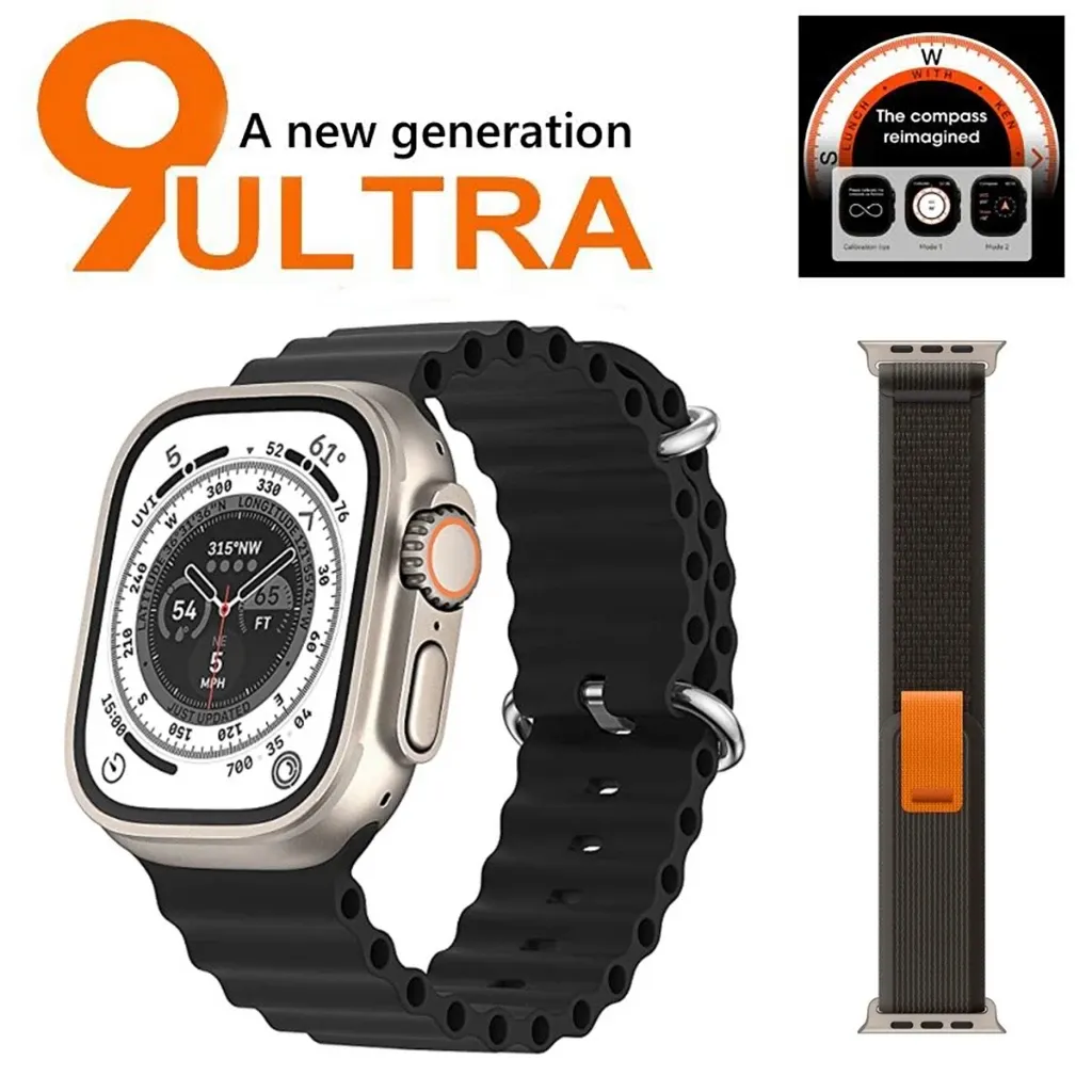 Relógio Ultra 9 2023 Novo Inteligente  watch 9 Ultra max Série 9 Bússola 2.2 Tela IP68 49mm GPS Homens De Pista IWO Smartwatch