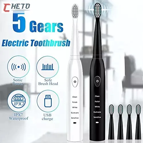 Escova De Dentes Elétrica Para Homens E Mulheres Casal Branqueador IPX7 Dente Ultrassônico À Prova D'água Automática