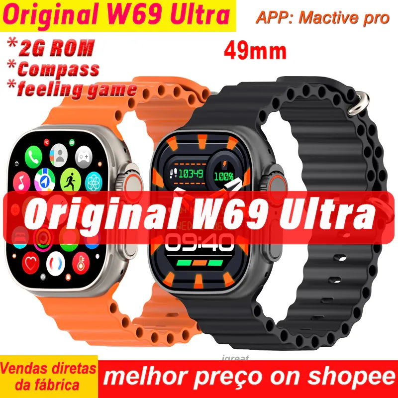 W69 Ultra Smart Watch 2GB ROM 49MM Ultra 9 Series  Compass GPS Tracker NFC Feel Game BT Call Music Siri iwo Smartwatch
