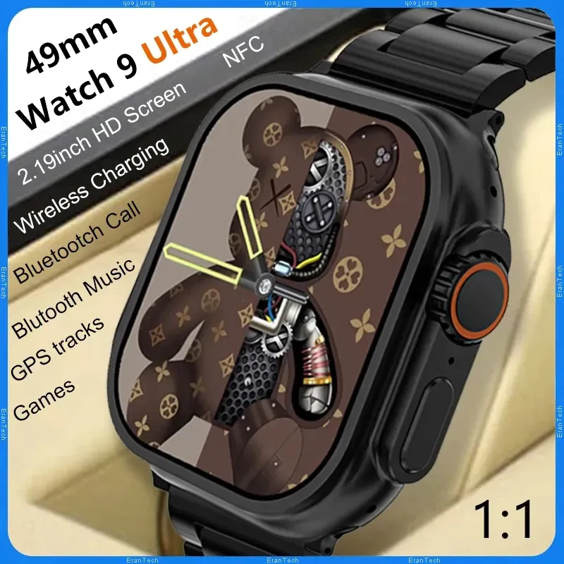 Watch 9 Ultra 49mm 2023 Novo Smart Watch 2.19 " NFC Homens Mulheres Chamada Bluetooth BT Música Carregamento Sem Fio Smartwatch