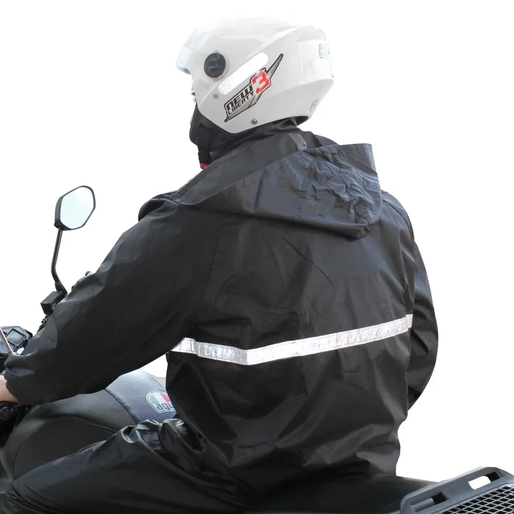 Capa de Chuva Conjunto Completo Para Motoqueiro Adulta Masculina Feminina Com Faixa de sinalizao E Capuz