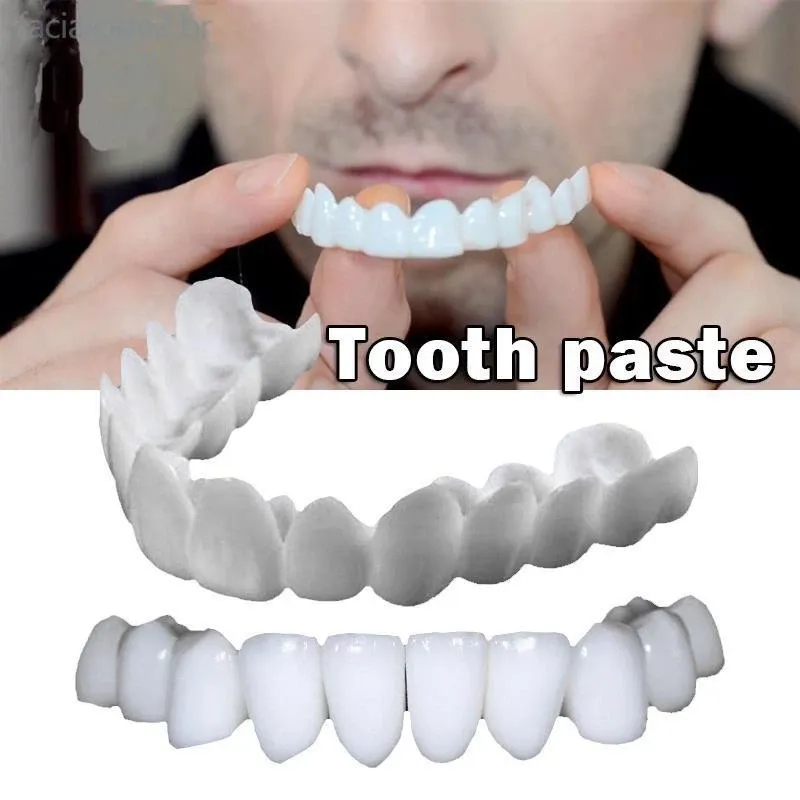 Conjunto De 2 Peças Dentadura Top/Dentes Falsos Brancos/Flexíveis/Conforto