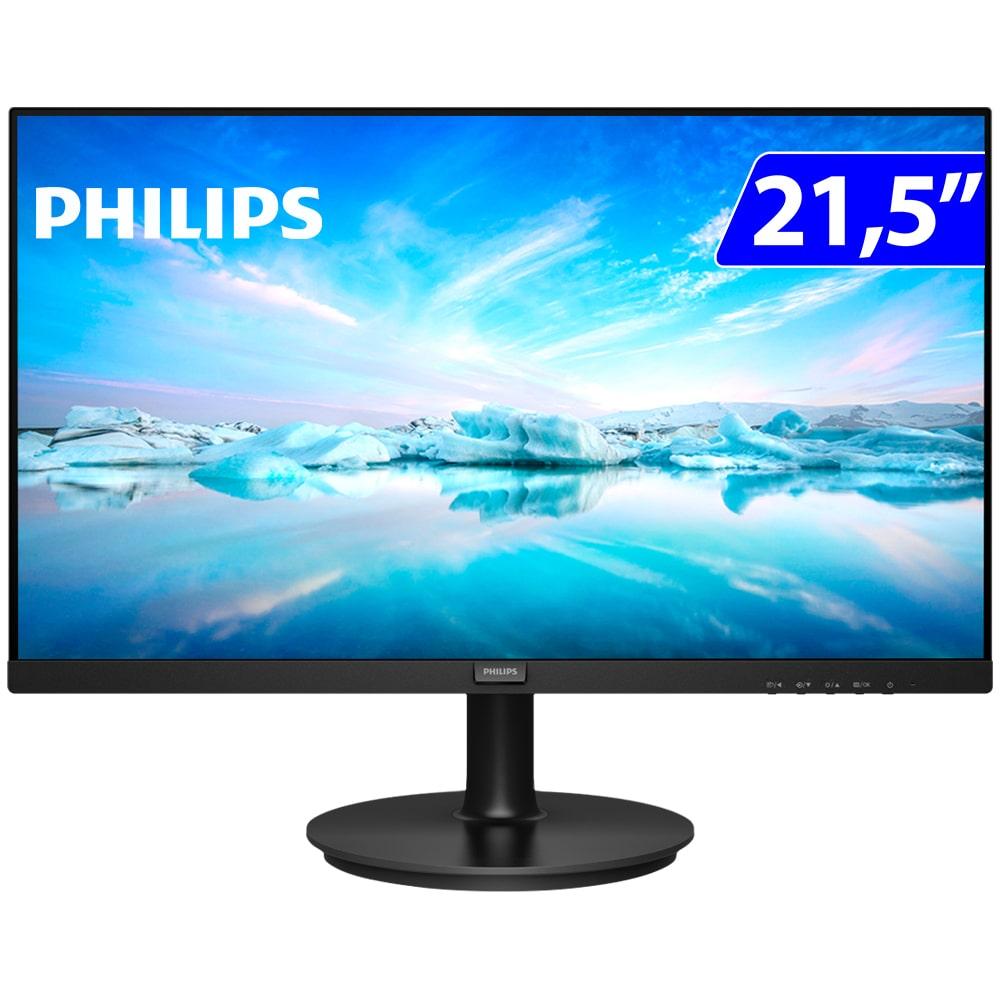 Monitor Philips W-Led 21.5" Wide Full Hd Hdmi Vga Modo Lowblue 221V8l - Preto - Preto - Bivolt
