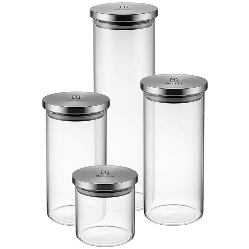 Conjunto De Potes Herméticos 4 Peças Em Vidro Com Tampa Inox Electrolux - Sem Cor