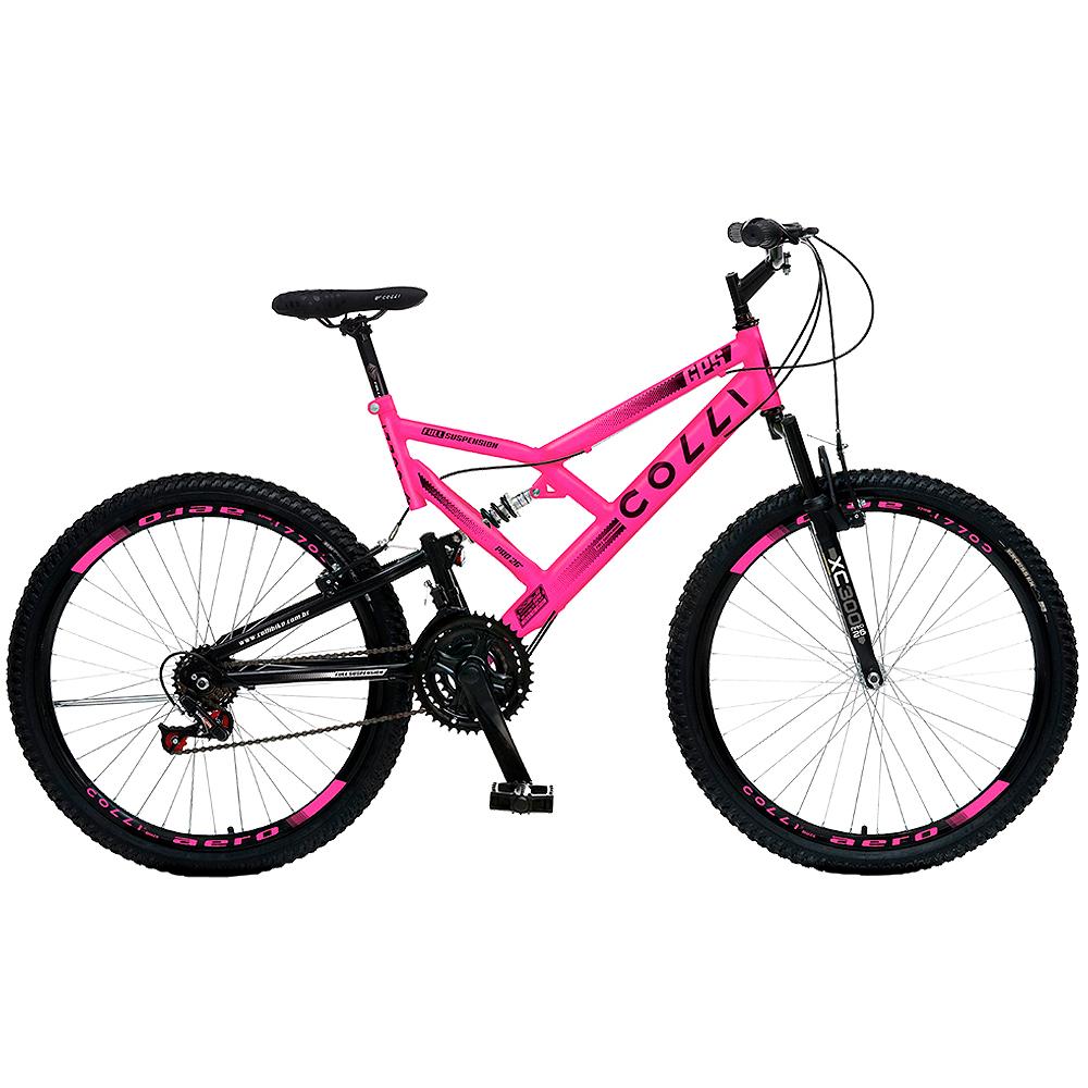 Bicicleta Aro 26 Colli Gps 21 Marchas Freio V-Brake Em Aço Carbono - Rosa - Rosa