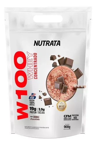 1,800g (2x 900g) Whey Protein 100% Concentrado W100 - Refil 900g - Nutrata