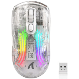 Mouse Gamer Sem Fio Transparente Attack Shark X2 RGB com 3 Modos de Conexão