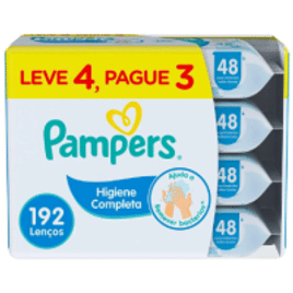 Kit Lenço Umedecido Pampers Higiene Completa com 192 unidades