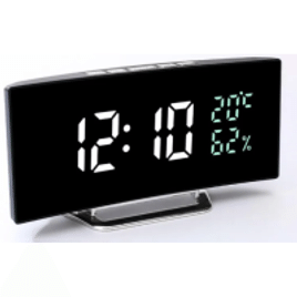Relógio de Cabeçeira Tela Curva Despertador Digital Modo Noturno LED