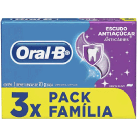 3 Unidades Pacotes Creme Dental Oral-B Escudo Anti Açúcar Tradicional Total 9 Unidades