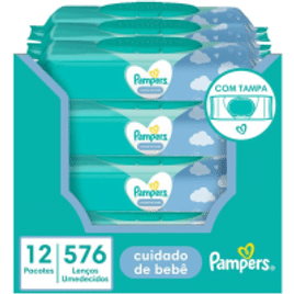 Kit Lenços Umedecidos para Limpeza Cuidados de Bebê Pampers - 576 Unidades