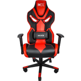 Cadeira Gamer Mymax Mx9, 150kg, Com Almofadas, Braços com Regulagem 2D, Giratória, Cilindro de Gás Classe 2 - 80mm, Preto e Vermelho