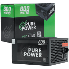 Fonte Pure Power 600W 80 Plus White PFC Ativo - PP-PSU2-600W