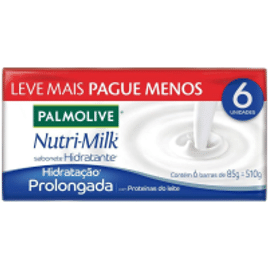 2 Pacotes Sabonete Em Barra Nutri-Milk Hidratação Prolongada 85G Palmolive - 6 Unidades Cada