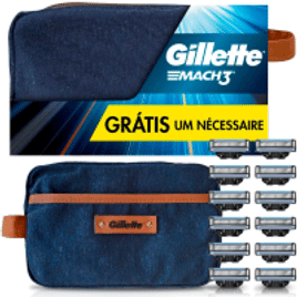 Gillette 1 Kit Mach3 Carga para Aparelho 12 Unidades + 1 Nécessaire