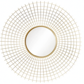 Espelho Redondo de Parede com Moldura em Metal Dourado Órbita - Orb