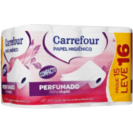 Papel Higiênico Folha Dupla 30m Carrefour Perfumado 16 Rolos