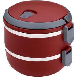 Lunch Box Marmita Dupla Microondas Vermelho 1,4L - Euro Home