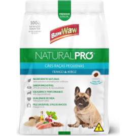 Ração Baw Waw Natural Pro para Cães Raças Pequenas Sabor Frango e Arroz - 10,1kg