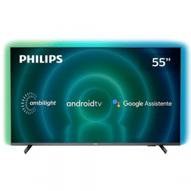 Smart TV Philips 55" Android Ambilight 4K 55PUG7906/78 Google Assistant Comando de Voz Dolby Vision/Atmos VRR/ALLM