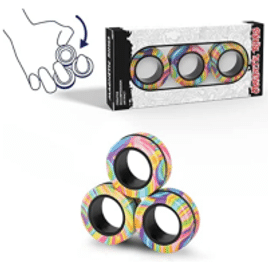 Kit 3 Anéis Magnéticos Fidget Toy Set Adulto