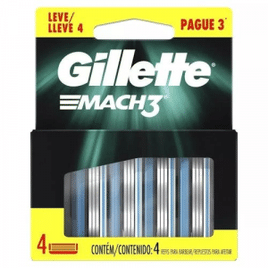 Carga para Aparelho de Barbear Gillette Mach3 - 4 unidades