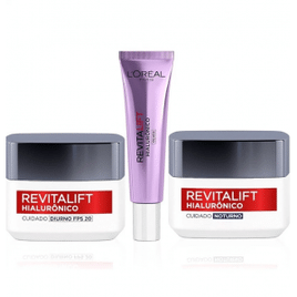 Kit Tratamento Facial L'Oréal Paris Revitalift Hialurônico: Creme Dia + Noite + Olhos