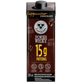 Bebida Láctea UHT Cappuccino Chocolate Zero Lactose 3 Corações Power Whey 250ml