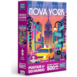 Quebra-cabeça Postais do Mundo: Estados Unidos Nova York Toyster Brinquedos - 500 Peças Nano