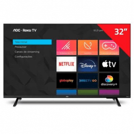 Smart TV LED 32" AOC LCD HD com Wi-Fi 2 USB 3 HDMI Controle Remoto Aplicativo Roku Botão Netflix - 32S5135/78G