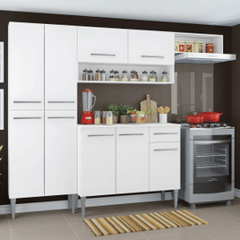 Armário de Cozinha Compacta Completa Madesa Emilly Top Com Armário E Balcão Cor Branco
