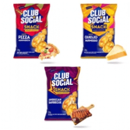 3 unidades Salgadinho Club Social Snack 68g