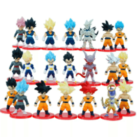 Pacote com 21 Bonecos Colecionáveis Dragon Ball Miniaturas