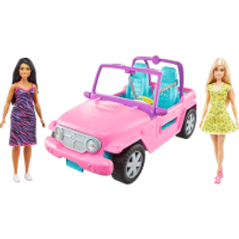 Brinquedo Veículo para Boneca Barbie Jeep com Boneca e Amigo