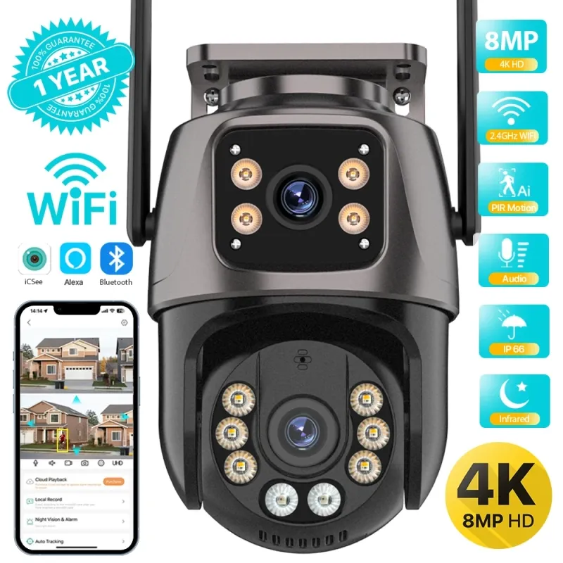 Câmera Ptz 8mp 32GB Card Rastreamento Automático AI IP CCTV