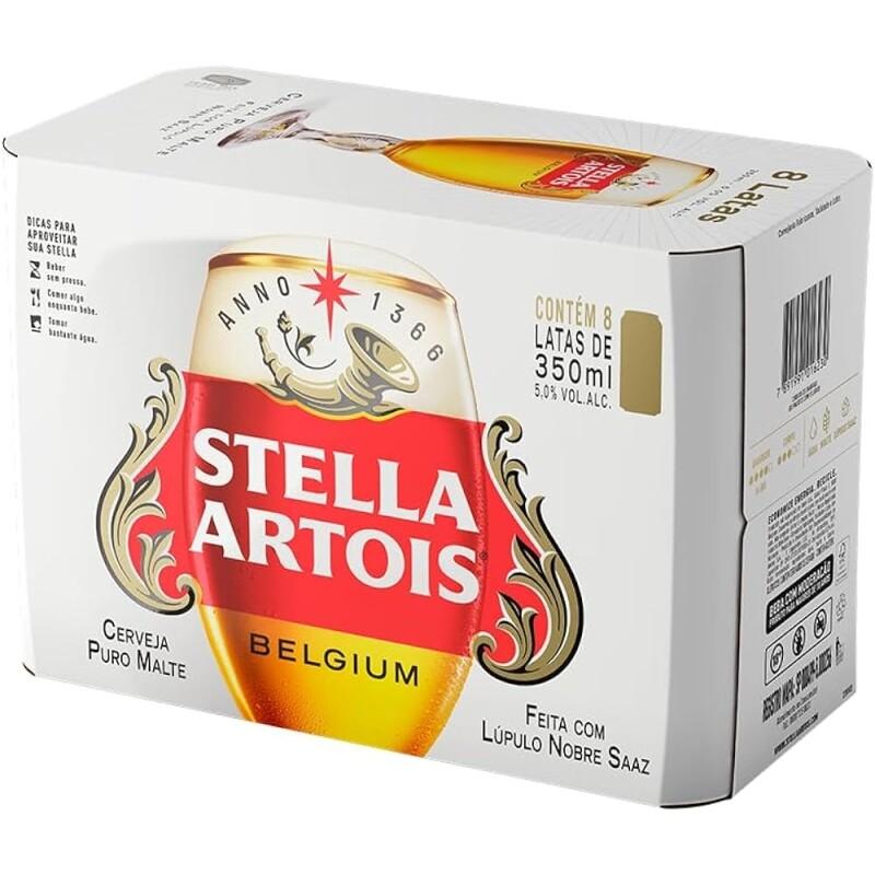 Pack Cerveja Stella Artois Sleek 350ml 8 Unidades