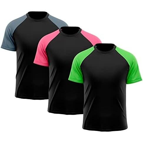 Kit 3 Camisetas Masculina Raglan Dry Fit Proteção Solar UV Básica Lisa Treino Academia Ciclismo 845 Tam M (CNZ RSA V
