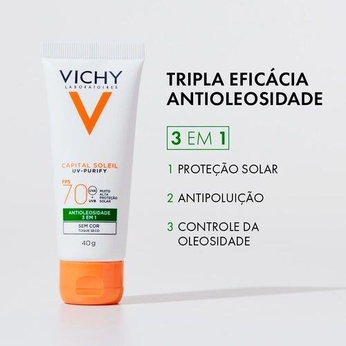 Protetor Solar Vichy Capital Soleil UV-Purify FPS70 Cor Média 40g