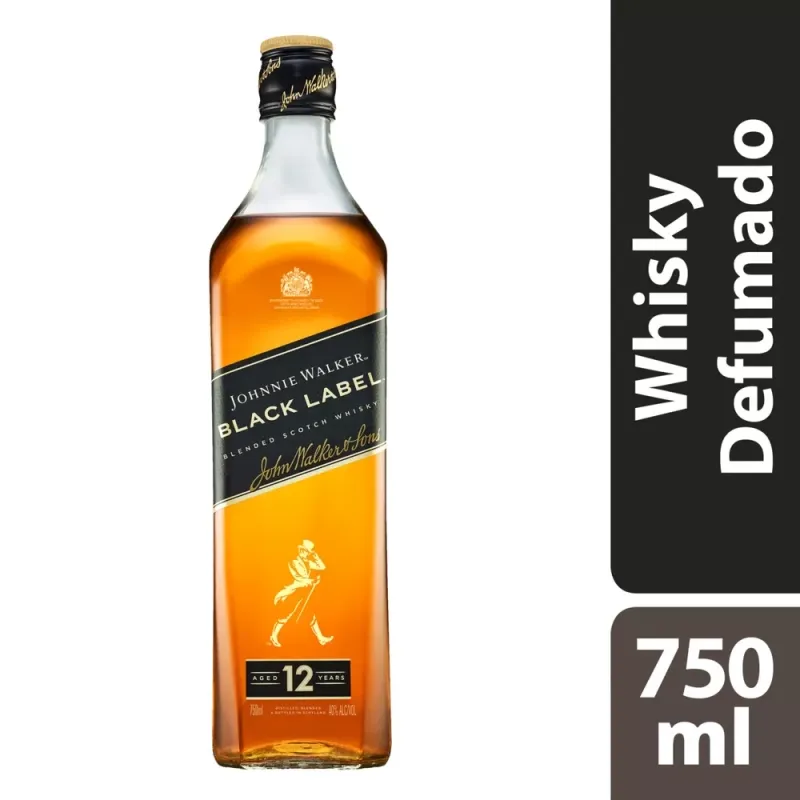 2 Unidades Whisky Escocês Blended Black Label Johnnie Walker Garrafa 750ml