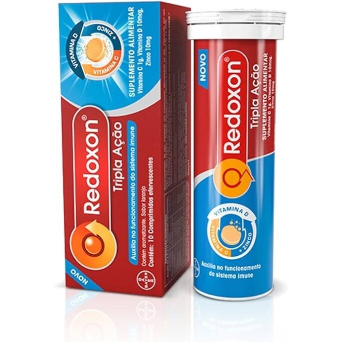 2 Unidades Redoxon Tripla Ação Vitaminas com Vitamina C Vitamina D e Zinco - 10 comprimidos Efervescentes Cada