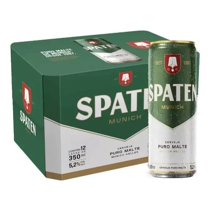 5 packs Cerveja Munich Helles Puro Malte Spaten Lata 350ml - Total 60 Latas