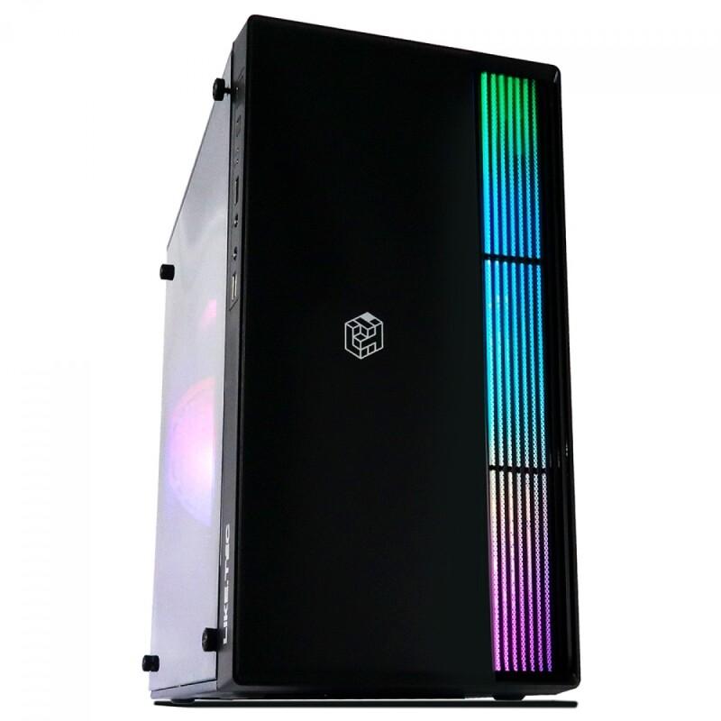 Gabinete Gamer Liketec Prime RGB Mid Tower Acrílico M-ATX Black Sem Fonte Com 1 Fan