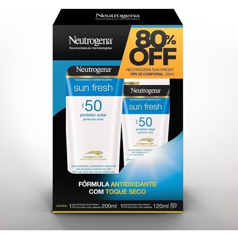 Kit Protetor Solar Neutrogena Sun Fresh Body FPS 50 200ML + Sun Fresh Body FPS 50 120ML