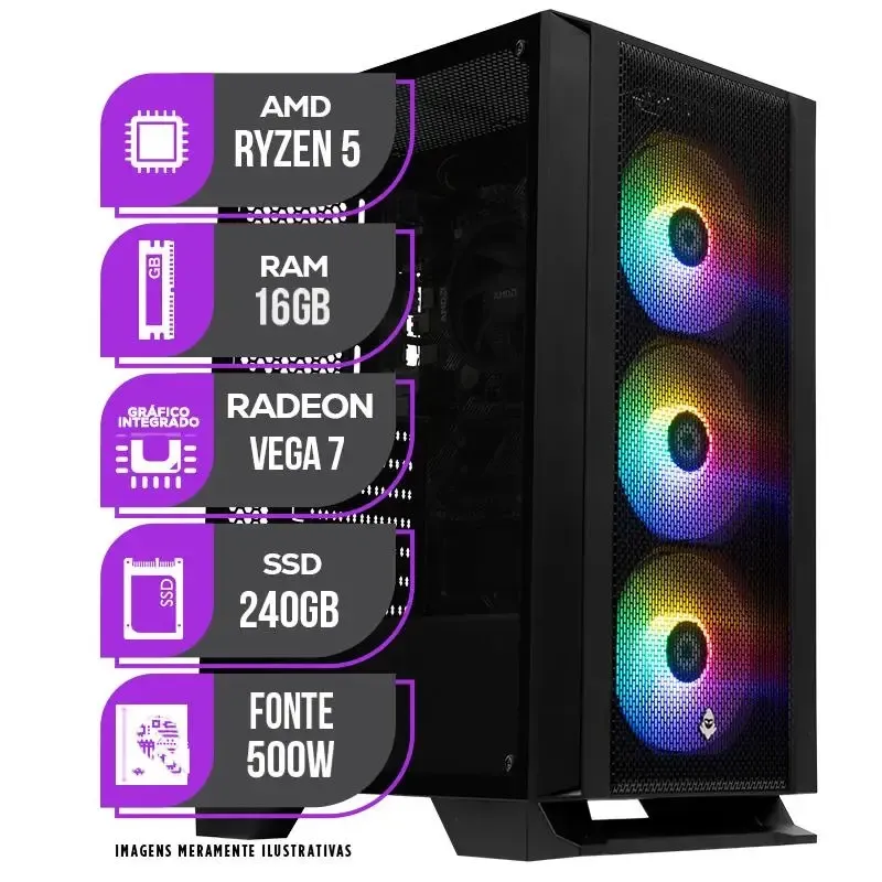 PC Gamer Mancer AMD RYZEN 5 4600G Vega 7 16GB DDR4 SSD 240GB