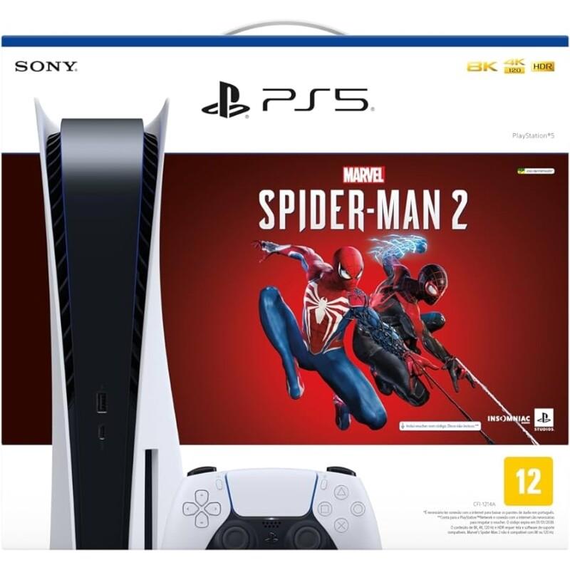 Console PlayStation 5 PS5 Sony Com leitor de Disco + Jogo Marvel's Spider-Man 2