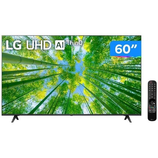 Smart TV LG 60'' 4K UHD WiFi Bluetooth HDR Inteligência Artificial ThinQ Smart Magic Google Alexa - 60UQ8050PSB